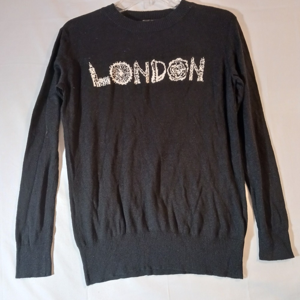 Thakoon for Design Nation Women's Sz M Black Sweater with LONDON graphic